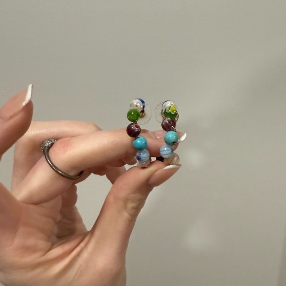 Colorful Beaded Hoop Earrings - Picture 1 of 4
